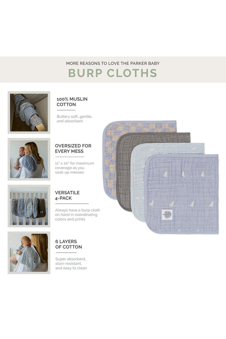 Muslin Burp Cloths, Alternate, color, Cloud