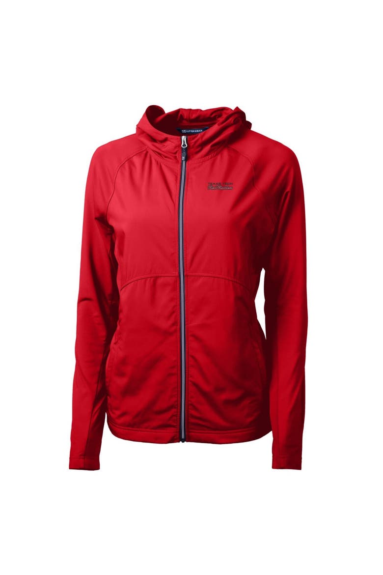 Women's Cutter & Buck Red Texas Tech Red Raiders Adapt Eco Knit Hybrid Recycled Full-Zip Hoodie, Alternate, color, Red