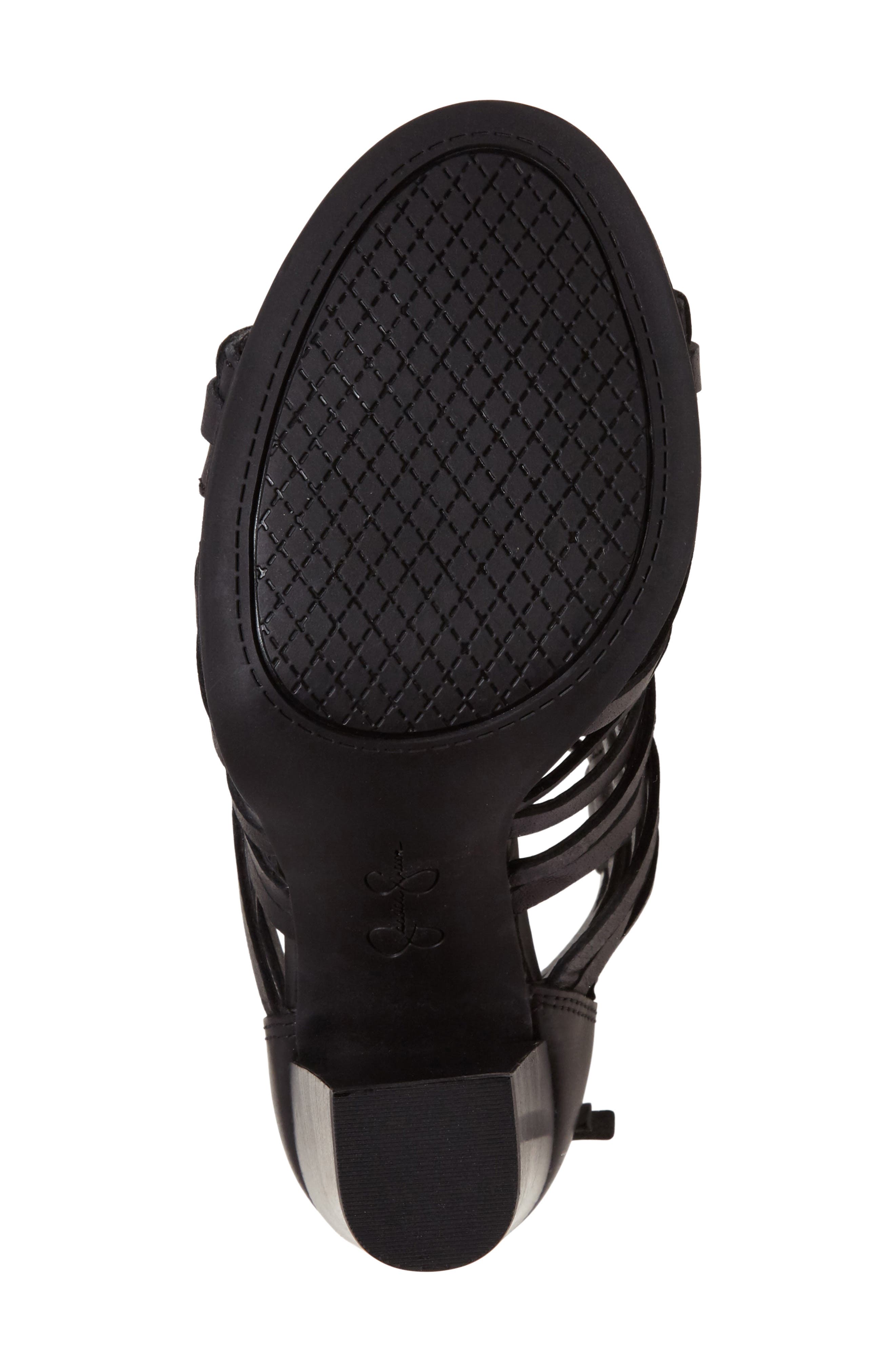 Riana Woven Leather Cage Sandal, Alternate, color, BLACK LEATHER
