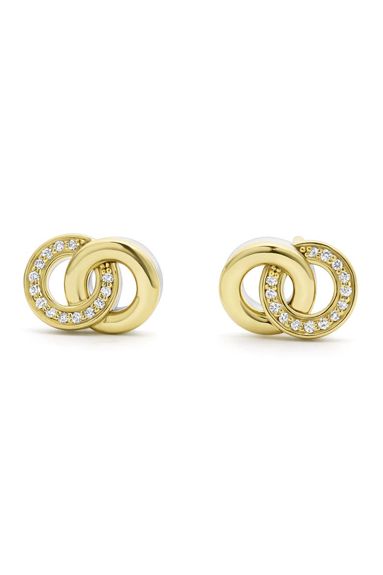 Signature Caviar Two-Tone Interlocking Diamond Stud Earrings, Alternate, color, TWO-TONE