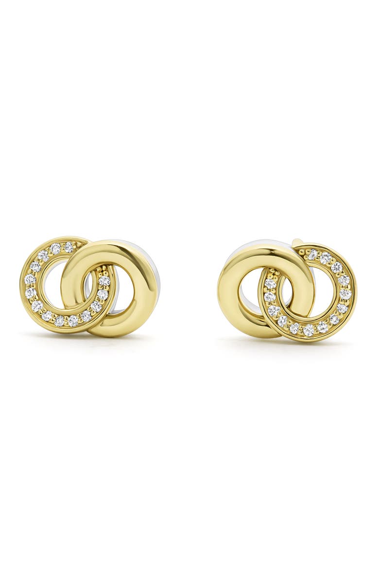 LAGOS Signature Caviar Two-Tone Interlocking Diamond Stud Earrings, Alternate, color, Two-Tone
