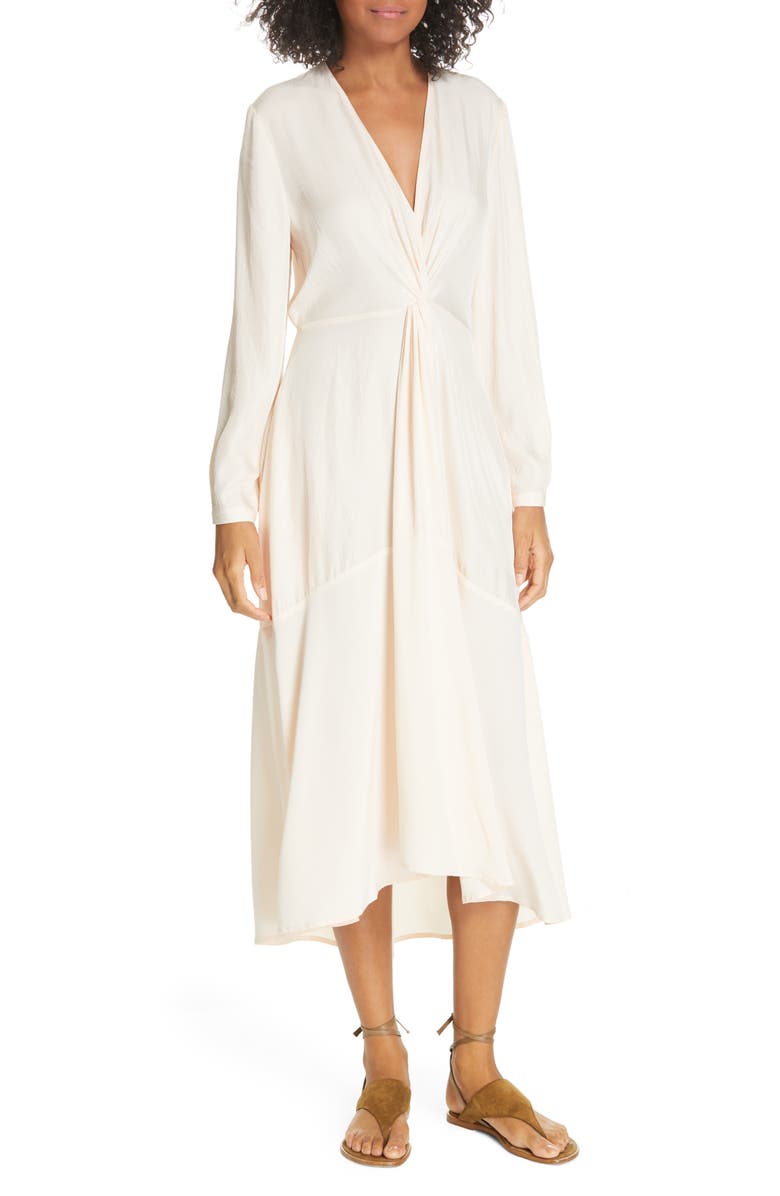 Vince Long Sleeve Twist Drape Dress, Main, color, 