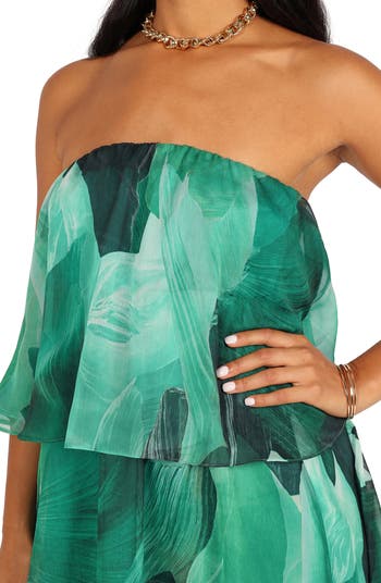 Bloom Strapless Tiered Chiffon Maxi Dress