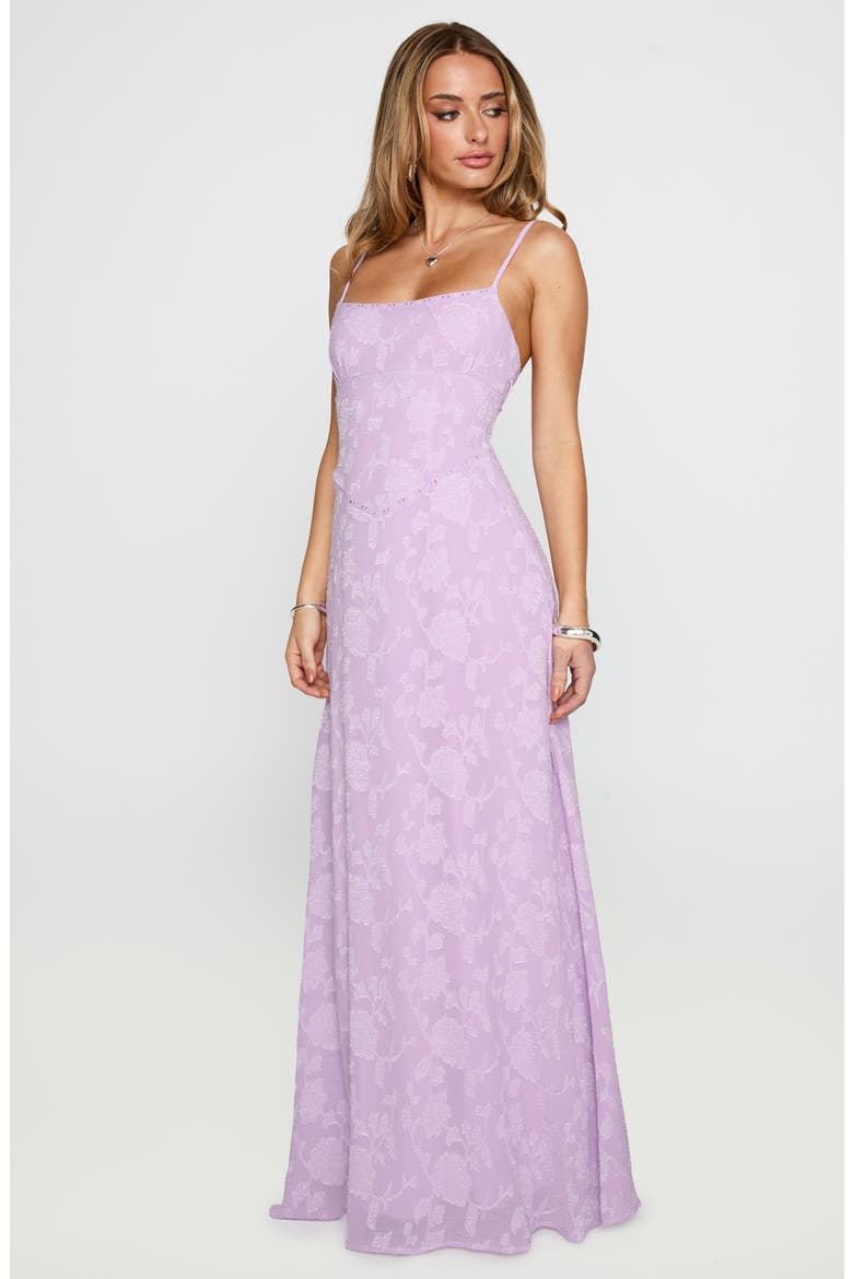 South of France Floral Burnout Maxi Dress, Alternate, color, LILAC