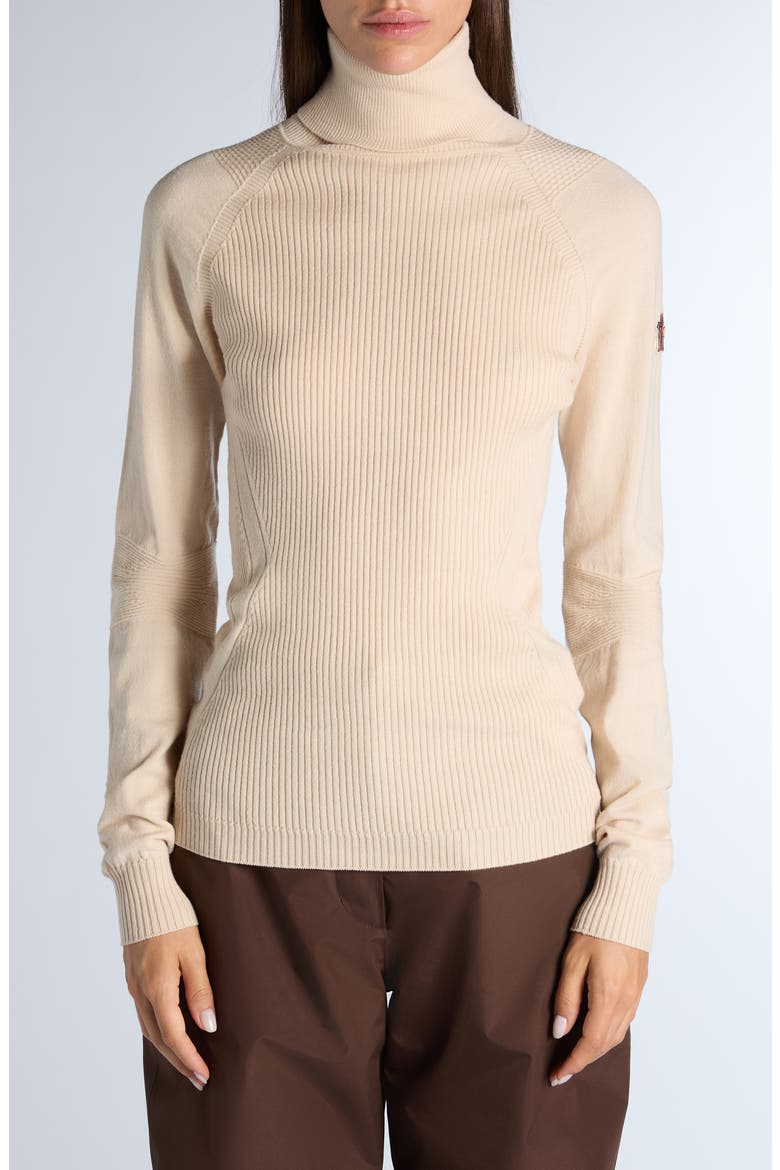 Rib Stretch Wool Turtleneck Sweater, Main, color, SPANISH WHITE