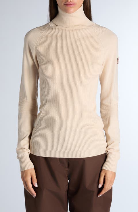 Rib Stretch Wool Turtleneck Sweater