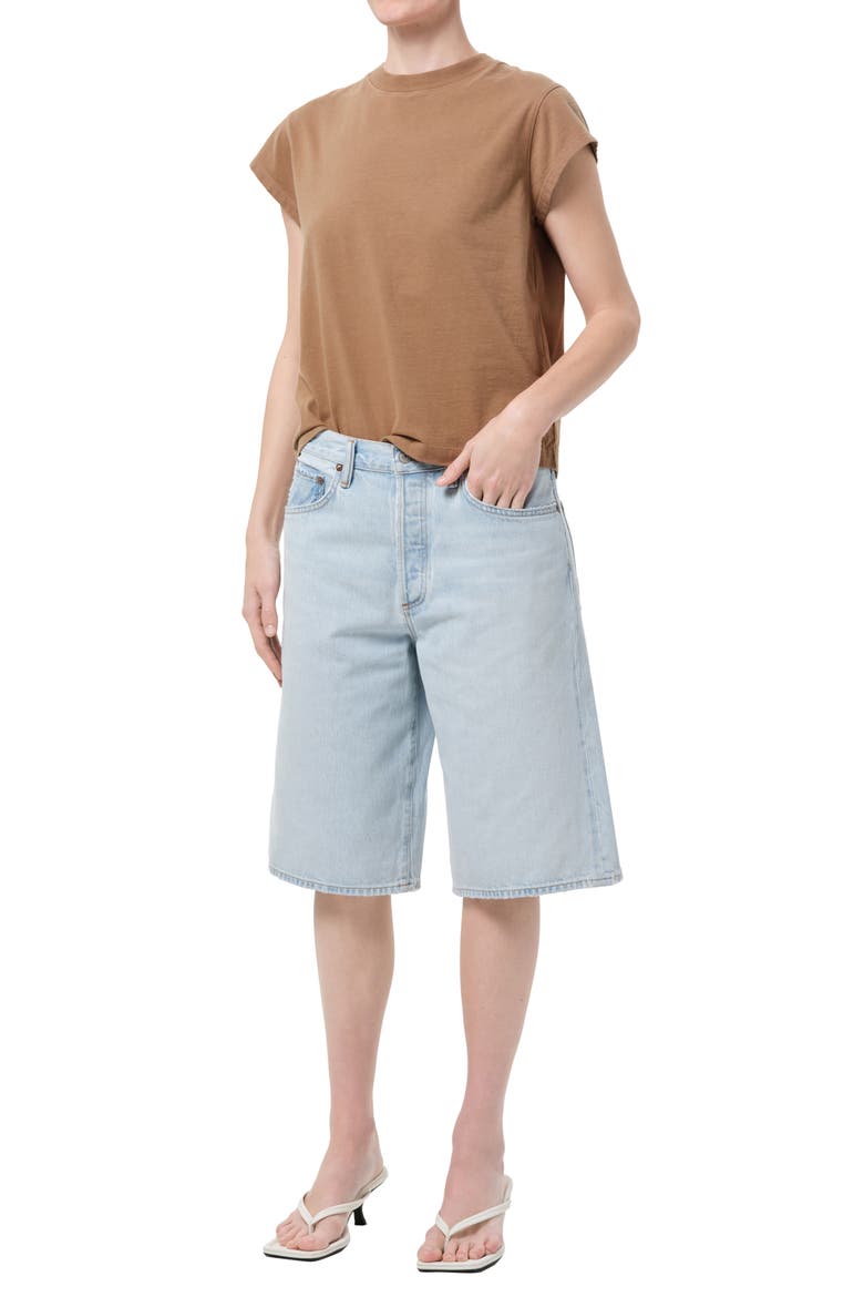 Long Line Bryce Cap Sleeve T-Shirt, Alternate, color, HAMOA MEDIUM TAN KHAKI