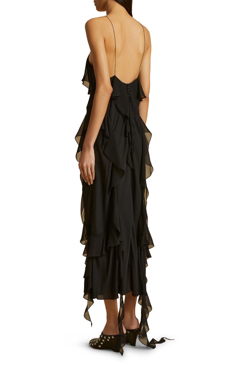Khaite The Pim Ruffle Silk Charmeuse Dress, Alternate, color,