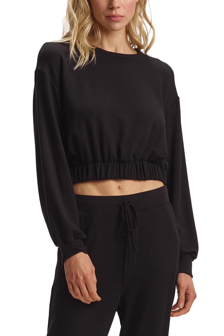 Modern Lounge Crop Sweatshirt, Main, color, BLACK