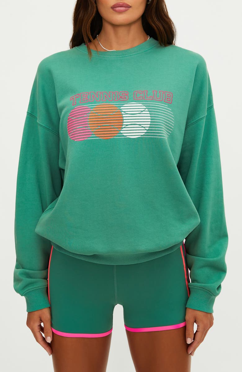 Beach Riot Devyn Oversized Graphic Sweatshirt, Alternate, color, Rally Green Colorblock
