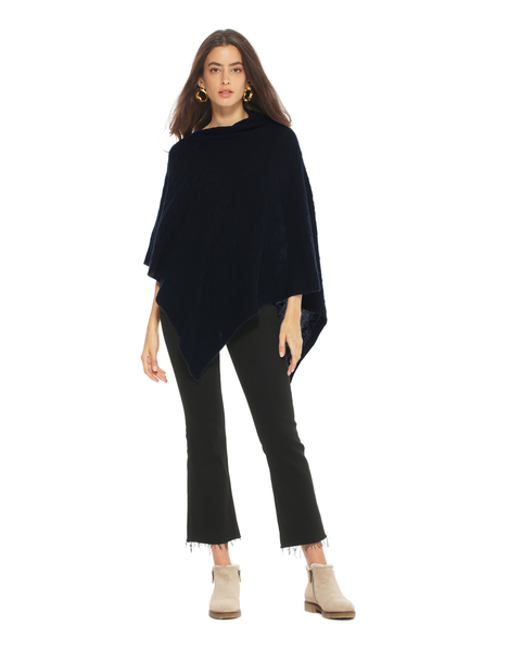 Pure Cashmere Textured Knit Poncho