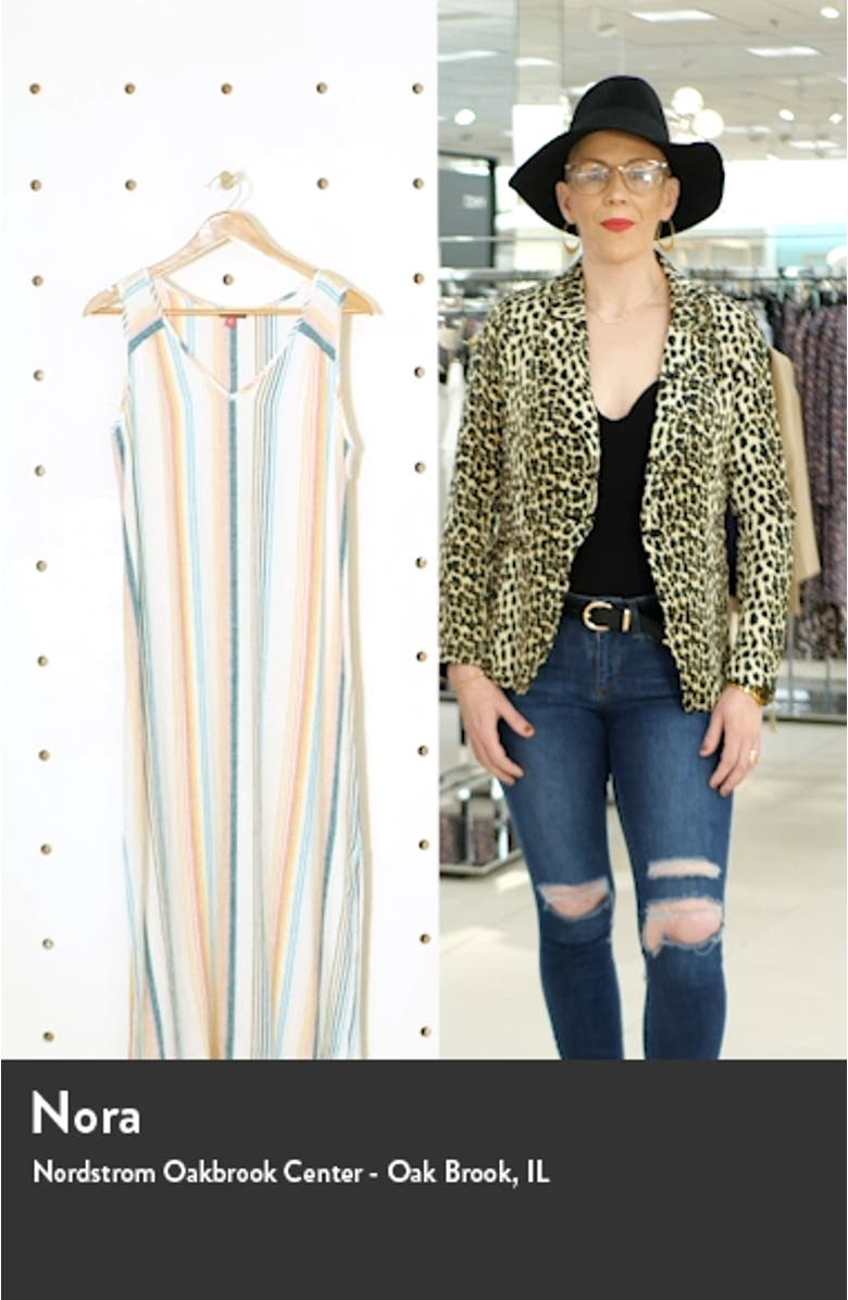 Beach Haze Stripe Sleeveless Linen Blend Dress, sales video thumbnail