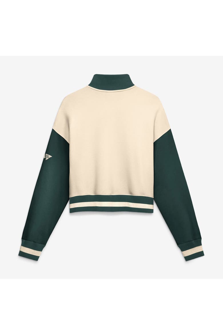 Women's Nike Natural/Green Michigan State Spartans Oversized Legacy Color Block Cropped Quarter-Zip Pullover, Alternate, color, Natural
