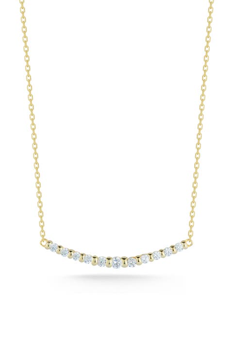 Cubic Zirconia Bar Pendant Necklace