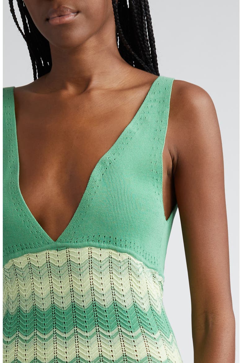 Mylah Chevron Stripe Sleeveless Cotton Sweater Dress, Alternate, color, MINERAL GREEN TWIST COTTON