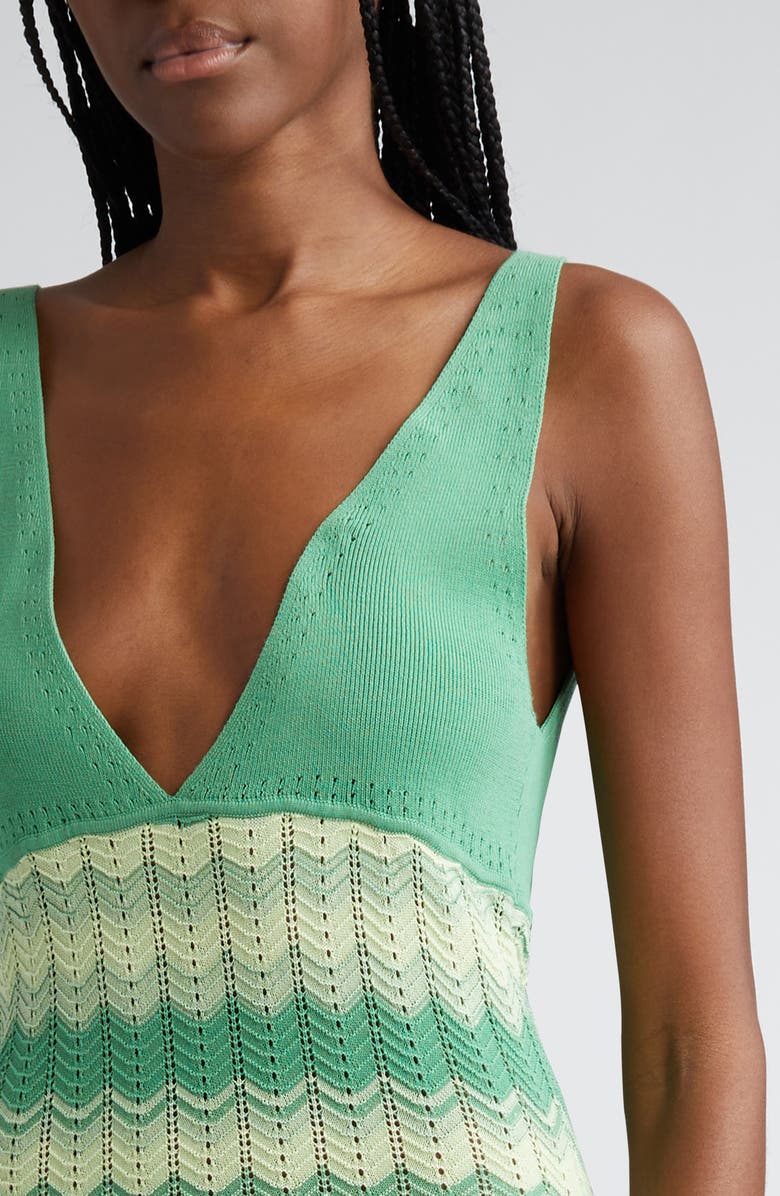 Ramy Brook Mylah Chevron Stripe Sleeveless Cotton Sweater Dress, Alternate, color, 