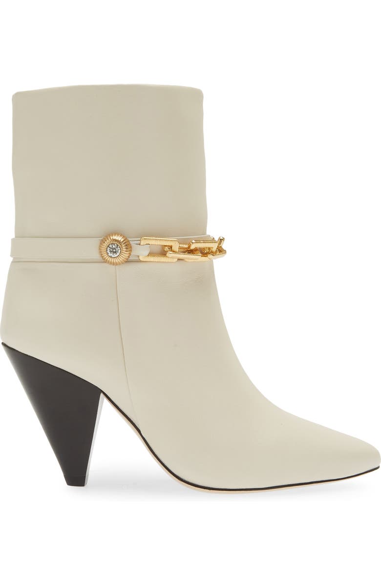 Avec Les Filles Spencer Golden Chain Pointed Toe Leather Bootie, Alternate, color, Ivory