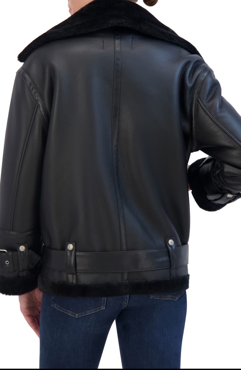 Rebecca Minkoff Faux Leather & Faux Shealing Moto Jacket, Alternate, color,