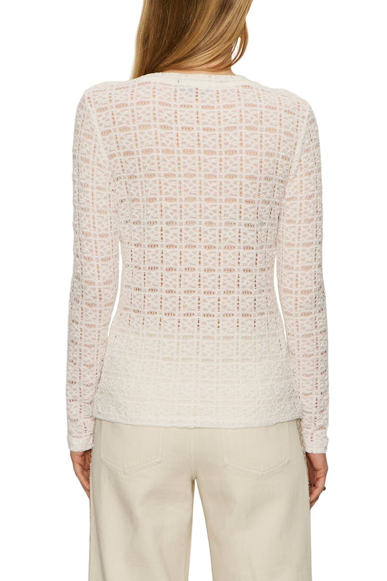 Perfect Long Sleeve Puckered Lace T-Shirt, Alternate, color, CHALK WHITE