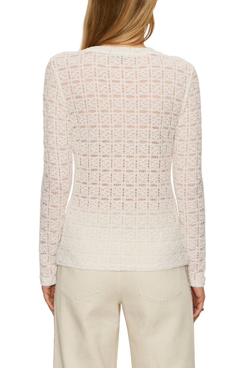 Sanctuary Perfect Long Sleeve Puckered Lace T-Shirt, Alternate, color, Chalk White