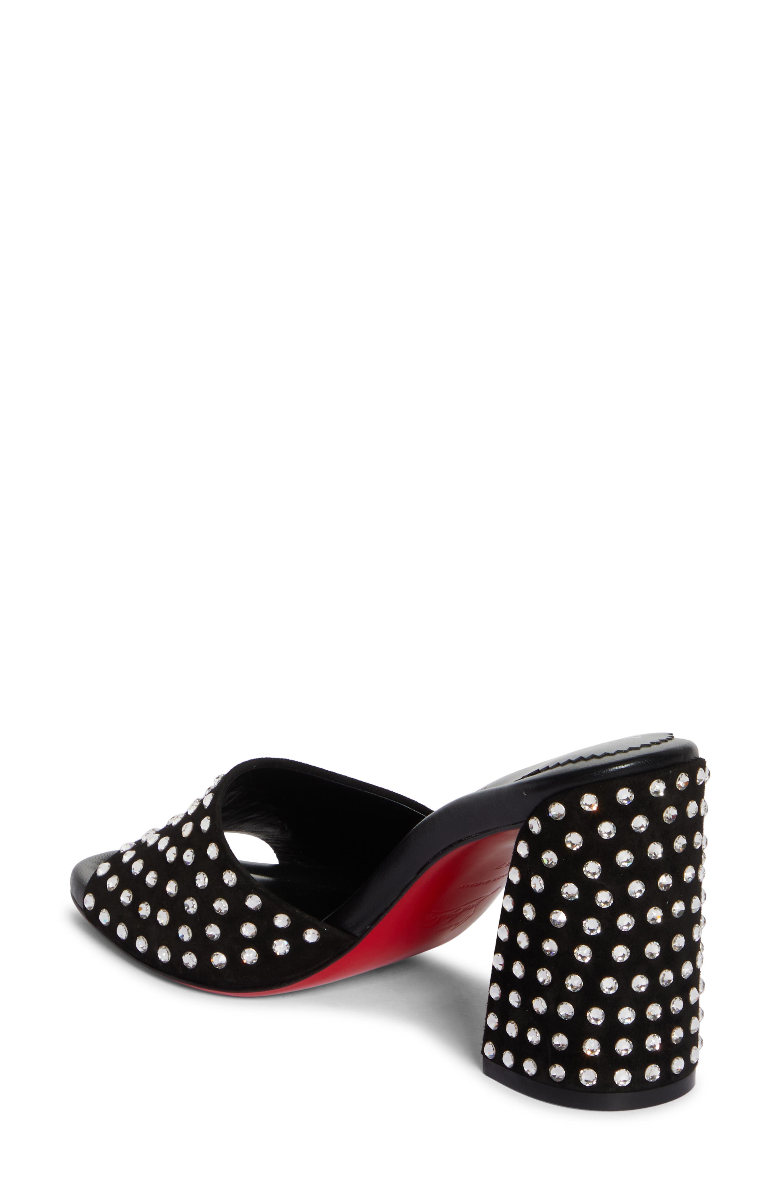 Christian Louboutin Jane Crystal Embellished Slide Sandal, Alternate, color, Black