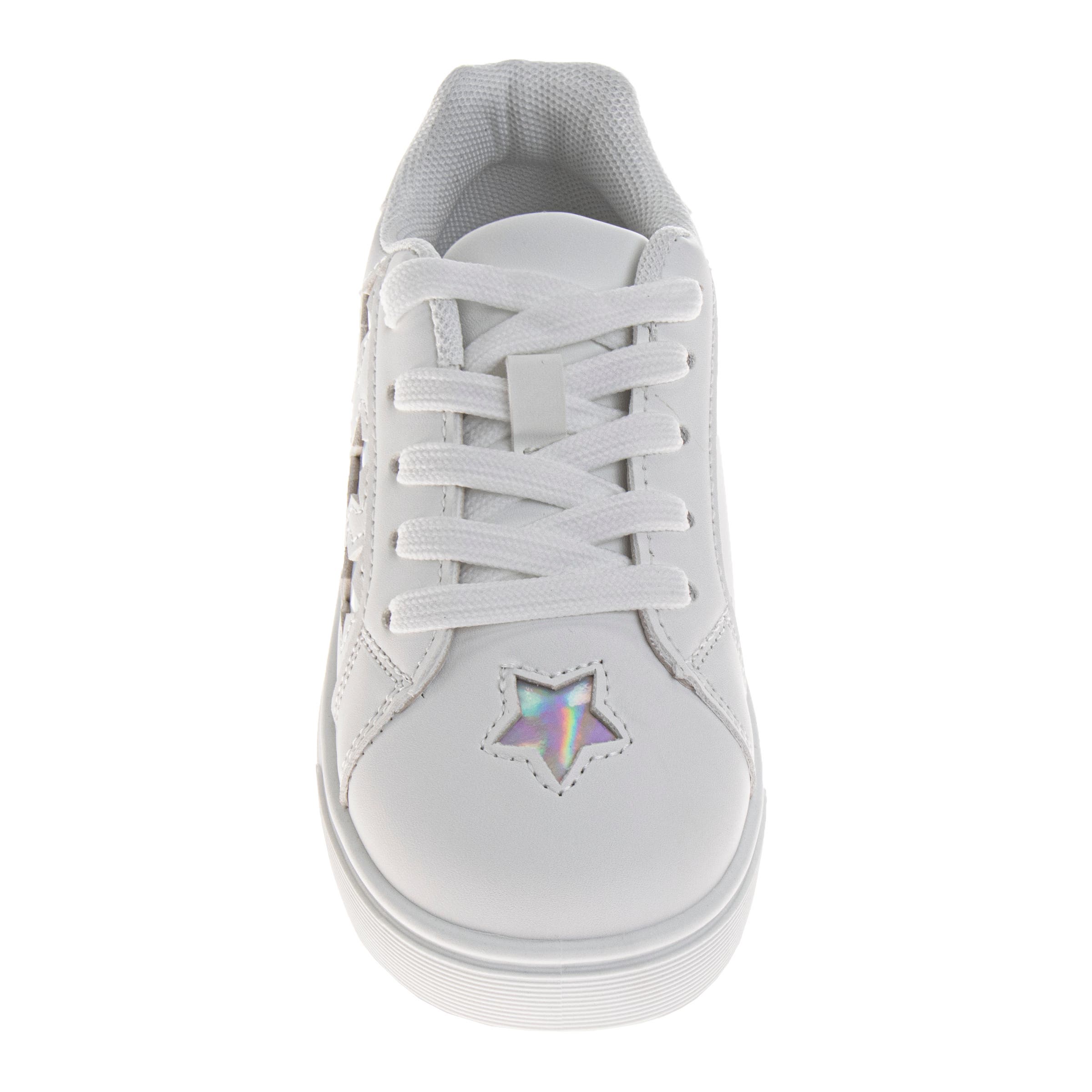 Kensie Girl Lace-Up Stars Casual Sneakers, Alternate, color, White/Silver