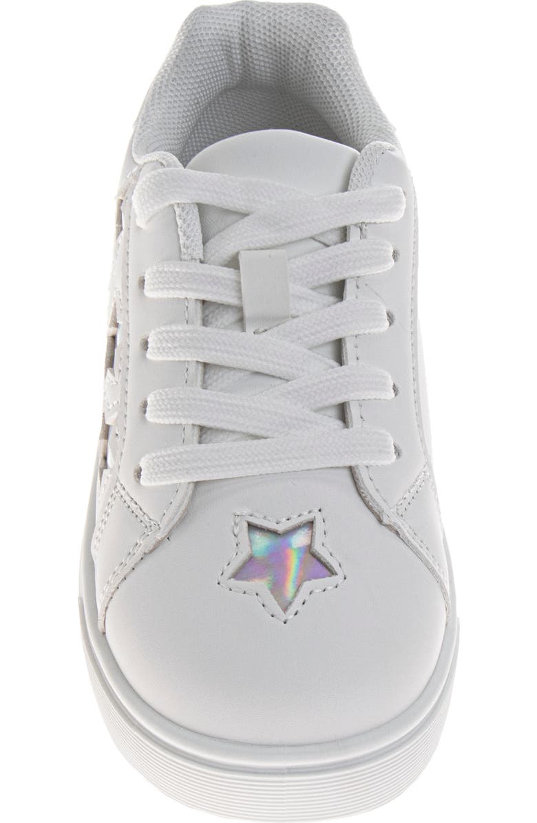 Kensie Girl Lace-Up Stars Casual Sneakers, Alternate, color, White/Silver