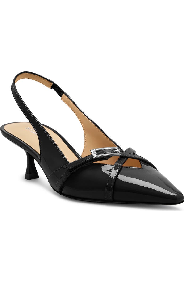 Stuart Weitzman Georgie Kitten Heel Slingback Pump, Main, color, Black
