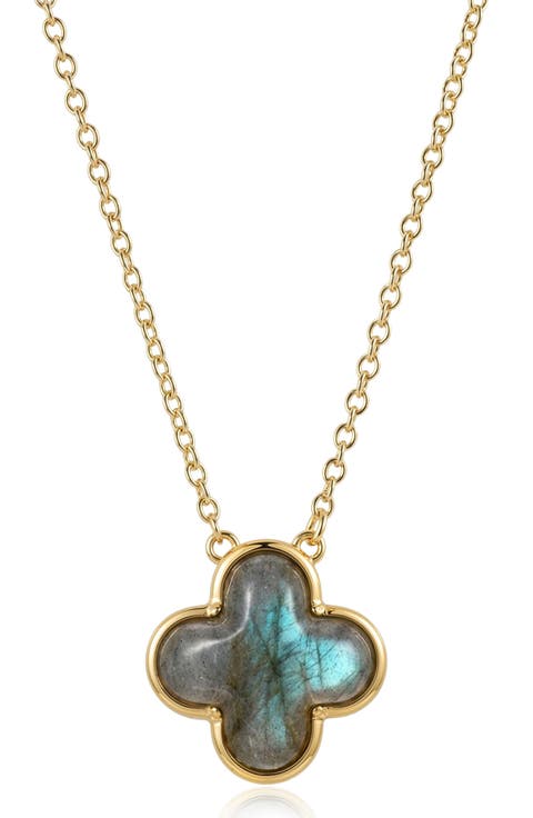 Labradorite Quatrefoil Pendant Necklace