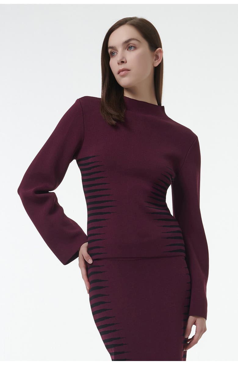 Leem Jacquard Knit Fitted Top, Alternate, color, Red