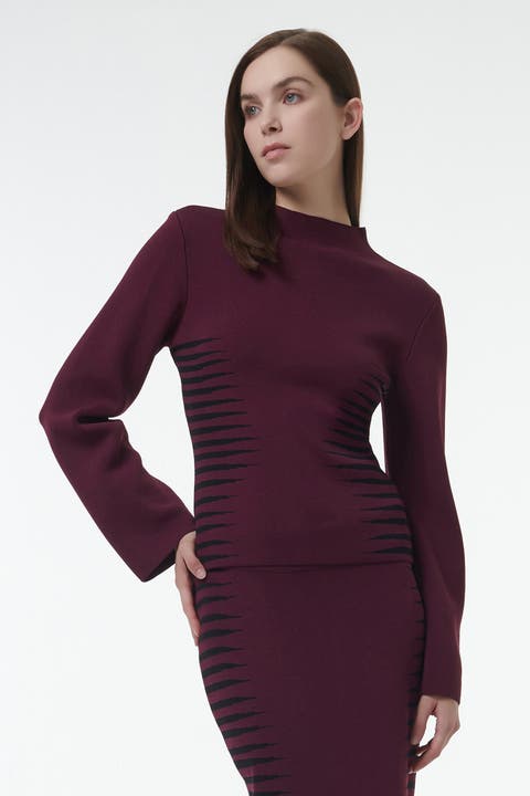 Jacquard Knit Fitted Top