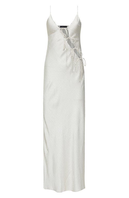 Lioness About Polka Dot Cutotut Tie Detail Satin Slipdress In White