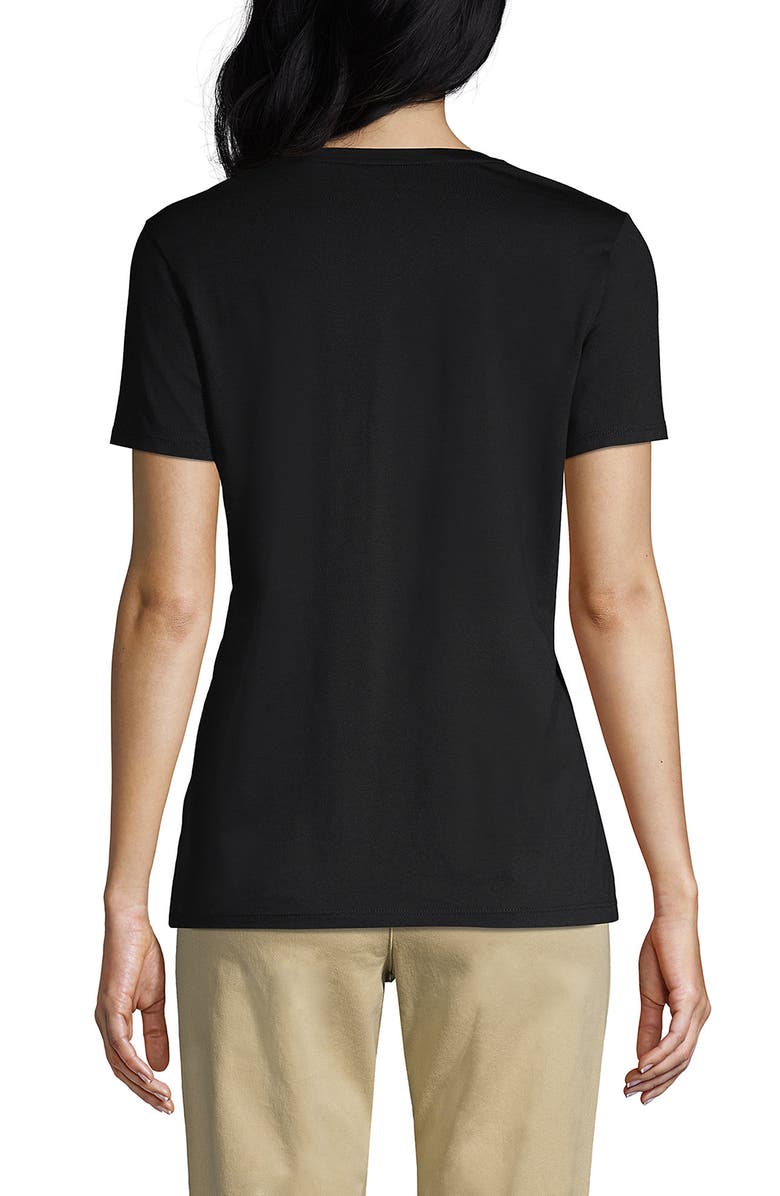 Lands' End Supima Cotton V-Neck T-Shirt, Alternate, color, Black