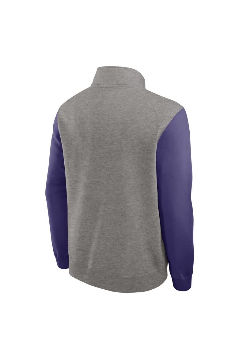 Men's Nike Heather Gray/Purple Clemson Tigers Club Fleece Half-Zip Pullover, Alternate, color, Heather Gray