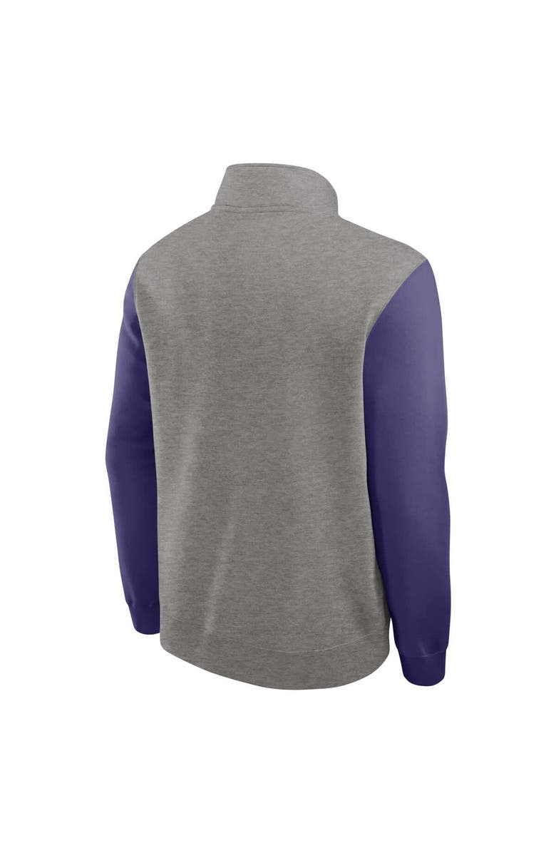 Nike Men's Nike Heather Gray/Purple Clemson Tigers Club Fleece Half-Zip Pullover, Alternate, color, Heather Gray