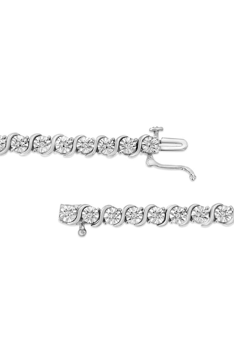 Haus of Brilliance .925 Sterling Silver 1/10 Cttw Diamond Miracle Plate and "S" Link Tennis Bracelet, Alternate, color, White