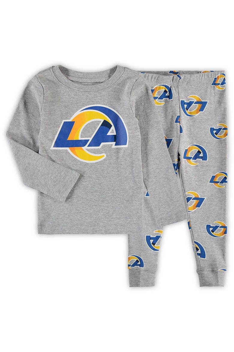 Preschool Heathered Gray Los Angeles Rams Team Long Sleeve T-Shirt & Pants Sleep Set, Main, color, Heather Gray