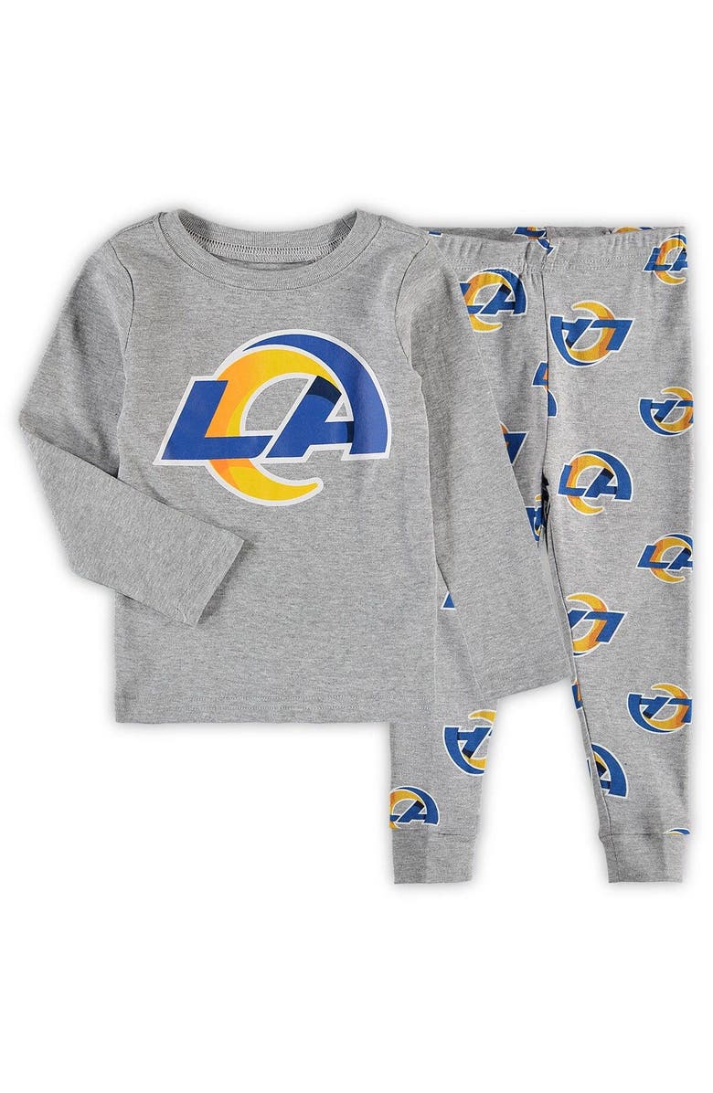 Outerstuff Preschool Heathered Gray Los Angeles Rams Team Long Sleeve T-Shirt & Pants Sleep Set, Main, color,