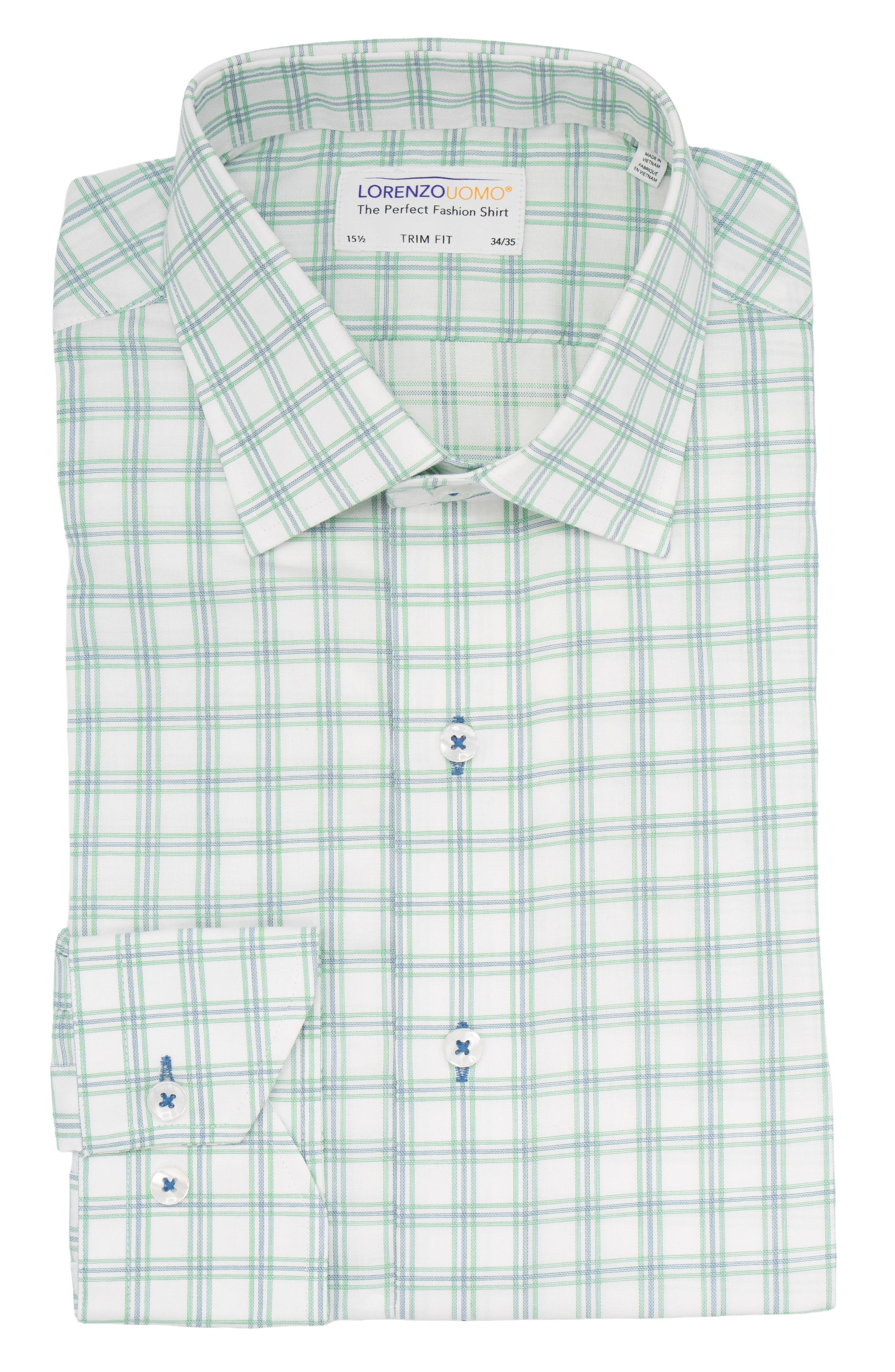 Lorenzo Uomo Trim Fit Large Check Dress Shirt