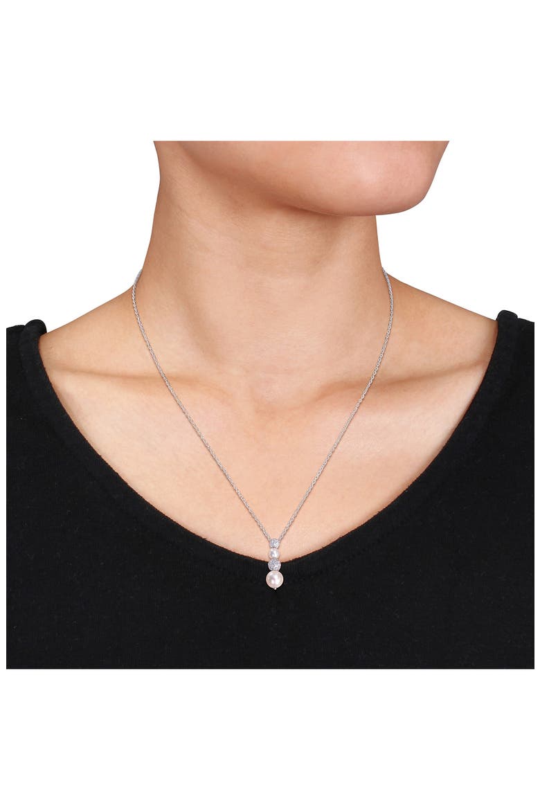 8.8.5mm Cultured Freshwater Pearl & White Topaz Drop Necklace - 0.59ct., Alternate, color, WHITE
