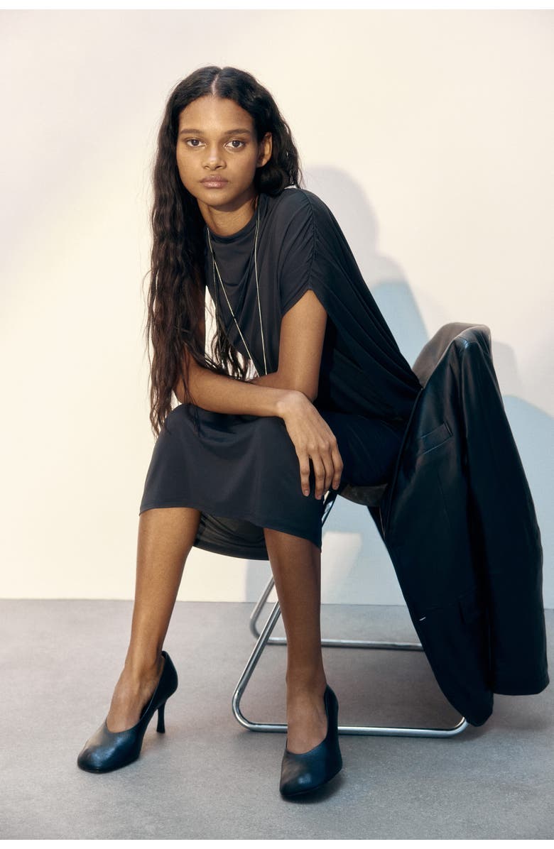 H&M Draped Maxi Dress, Alternate, color, Black