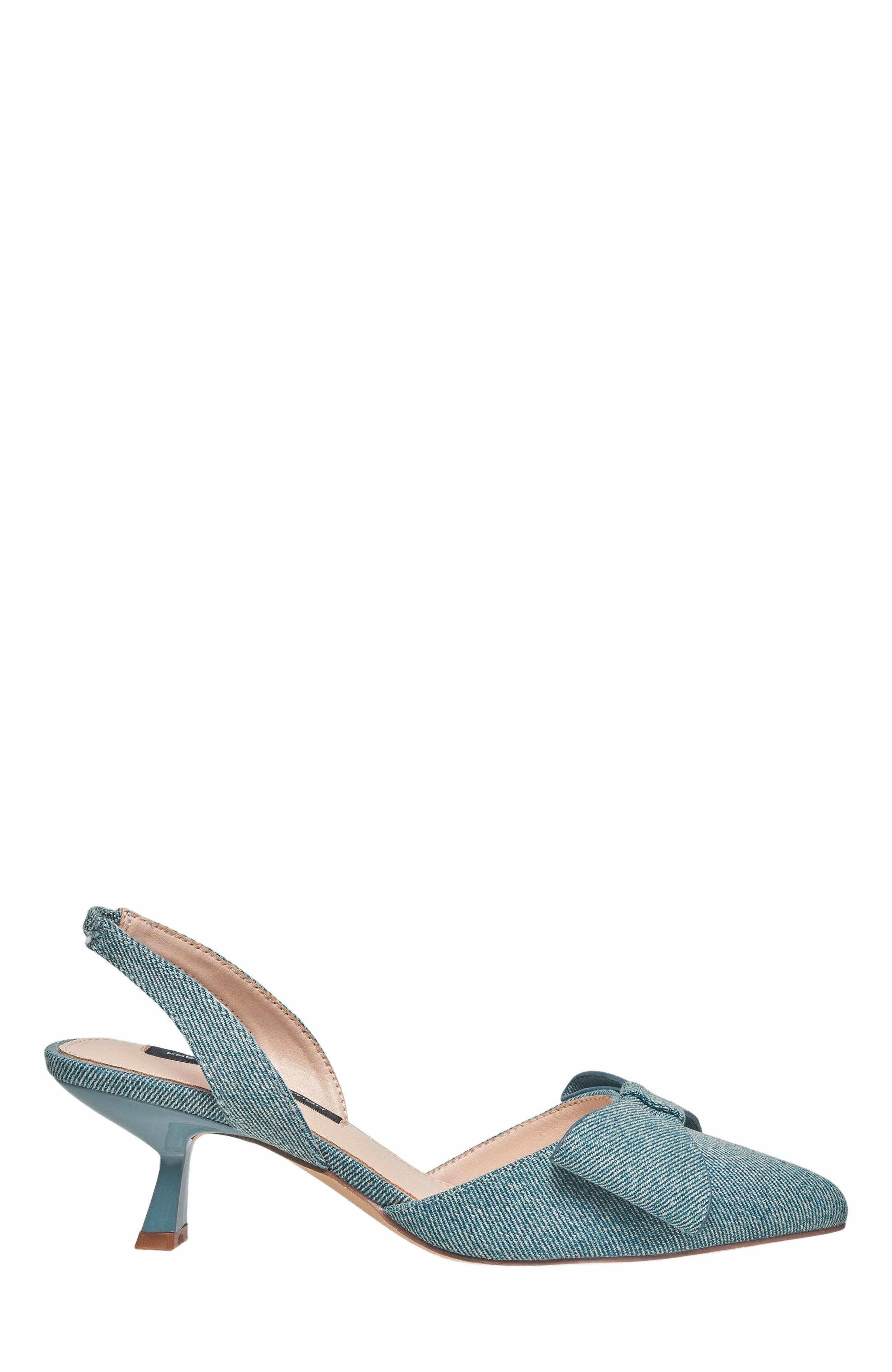 French Connection Slingback Flared Heel, Alternate, color, Denim