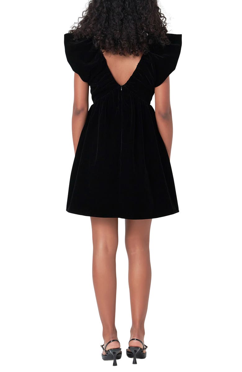 Endless Rose Satin Bow Velvet Minidress, Alternate, color, Black