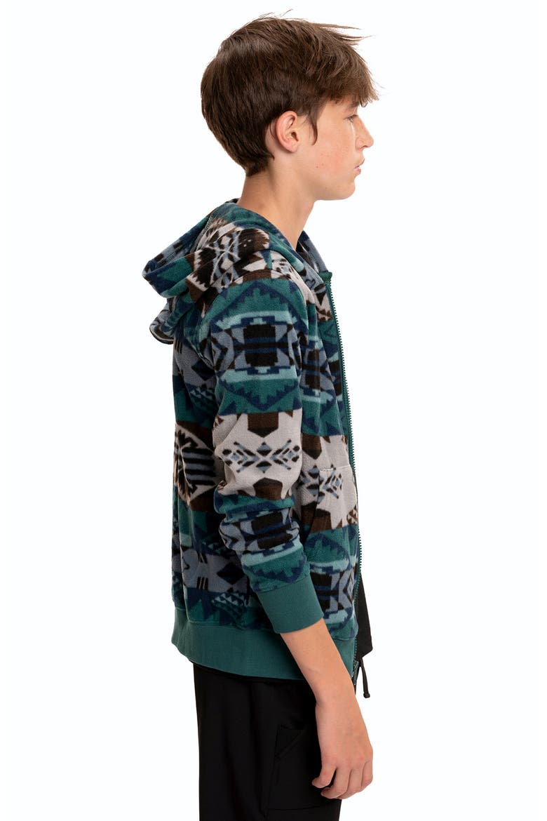 Kids' Print Zip-Up Hooded Fleece Jacket, Alternate, color, SEA DRAGON