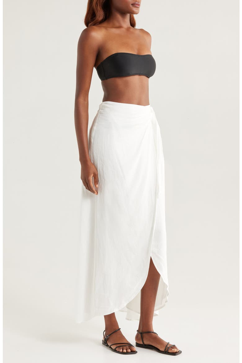 Lia Line Midi Cover-up Wrap Skirt, Alternate, color, IVORY