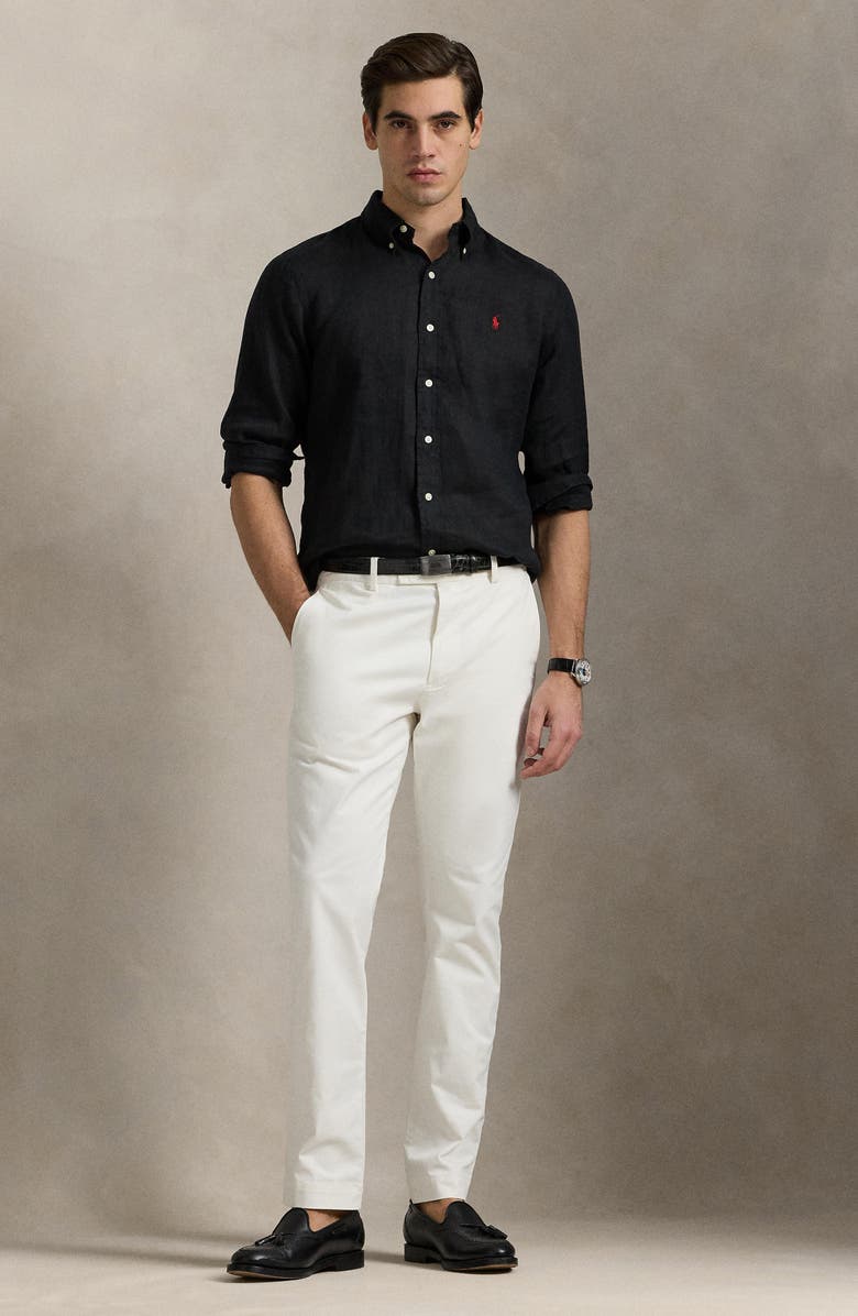 Polo Ralph Lauren Classic Fit Solid Black Linen Button-Down Shirt, Alternate, color, 