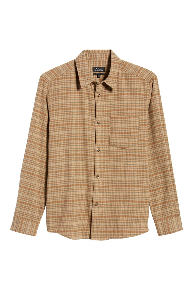 Surchemise John Plaid Button-Up Flannel Shirt Jacket, Alternate, color, BAA BEIGE