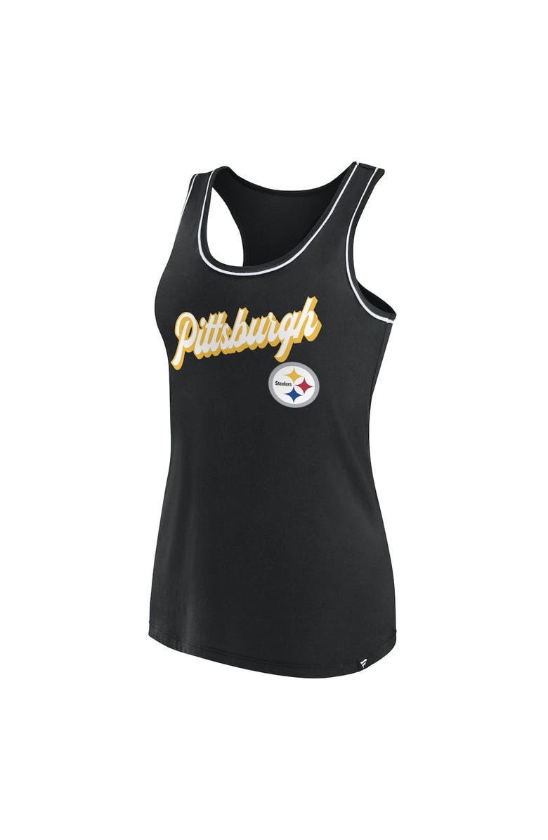 FANATICS Women's Fanatics Branded Black Pittsburgh Steelers Wordmark Logo Racerback Scoop Neck Tank Top, Alternate, color, 