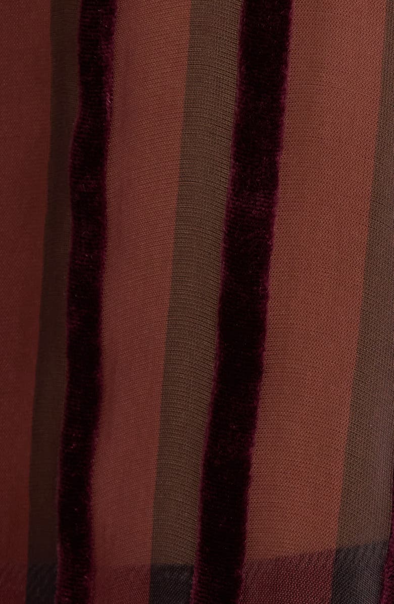 PAIGE Mazzy Velvet Stripe Sheer Silk Blend Shirt, Alternate, color, Aubergine/ Black