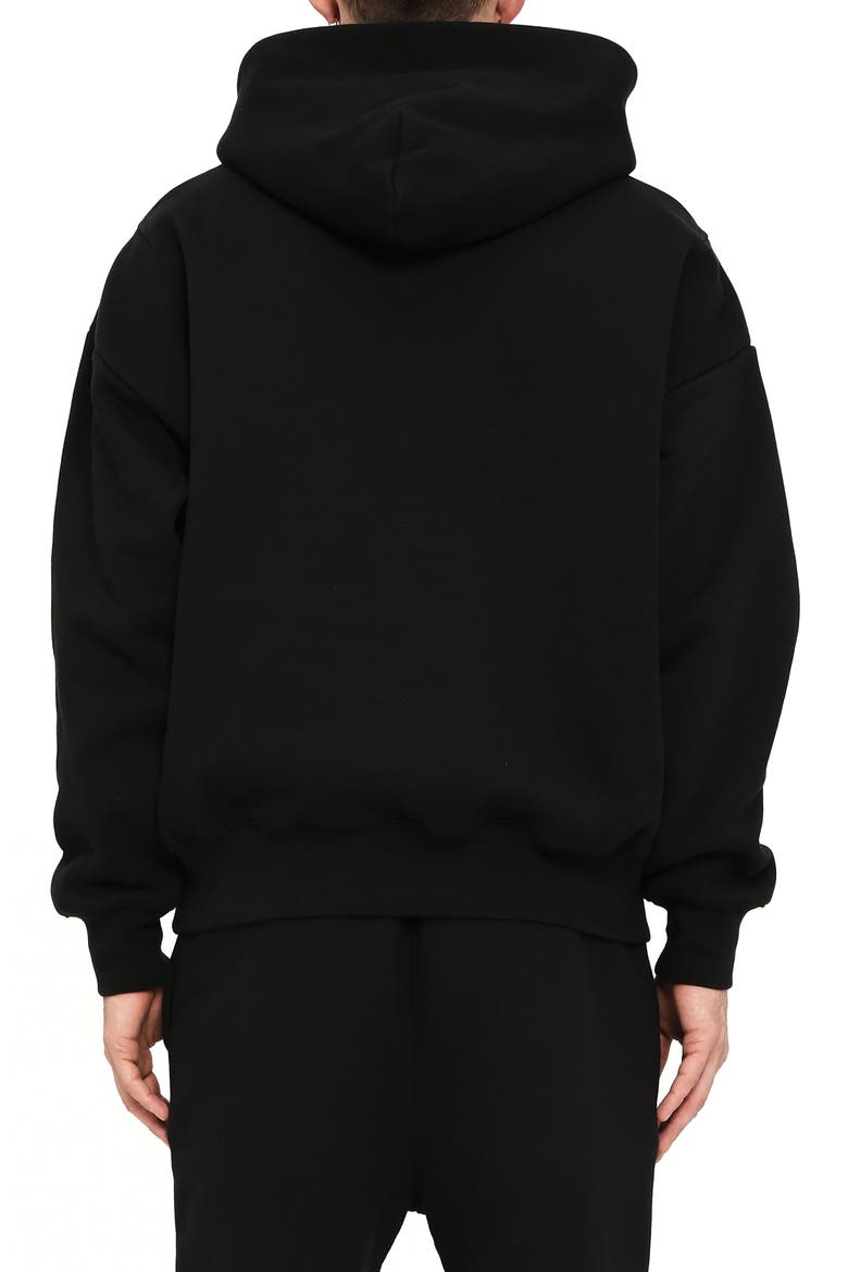 Oversize Cotton Fleece Hoodie, Alternate, color, BLACK